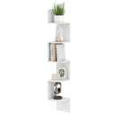 5-Tier Corner Shelf Floating Bookshelf Wall Mounted Storage Organizer-Rustic Brown by DirectDeals
