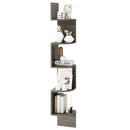5-Tier Corner Shelf Floating Bookshelf Wall Mounted Storage Organizer-Rustic Brown by DirectDeals