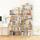 5-Tier/6-Tier Geometric Bookcase with Metal Frame and Anti-tipping Kits by LJGDeals