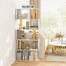 5-Tier/6-Tier Geometric Bookcase with Metal Frame and Anti-tipping Kits by LJGDeals