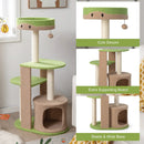 5-Tier Modern Cat Tree Tower for Indoor Cats with Sisal Scratching Posts-Green by LJGDeals