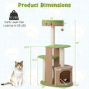 5-Tier Modern Cat Tree Tower for Indoor Cats with Sisal Scratching Posts-Green by LJGDeals