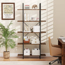 5-Tier 62 Inch Tall Vintage Industrial Bookcase with Open Storage Shelves-Rustic Brown