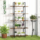 5-Tier 62 Inch Tall Vintage Industrial Bookcase with Open Storage Shelves-Rustic Brown by LJGDeals