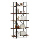 5-Tier 62 Inch Tall Vintage Industrial Bookcase with Open Storage Shelves-Rustic Brown