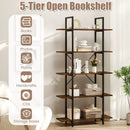 5-Tier 62 Inch Tall Vintage Industrial Bookcase with Open Storage Shelves-Rustic Brown by LJGDeals