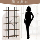 5-Tier 62 Inch Tall Vintage Industrial Bookcase with Open Storage Shelves-Rustic Brown by LJGDeals