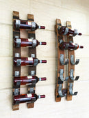 Whiskey & Wine Barrel Stave Wall Rack — 5-Bottle Display, Reclaimed Oak