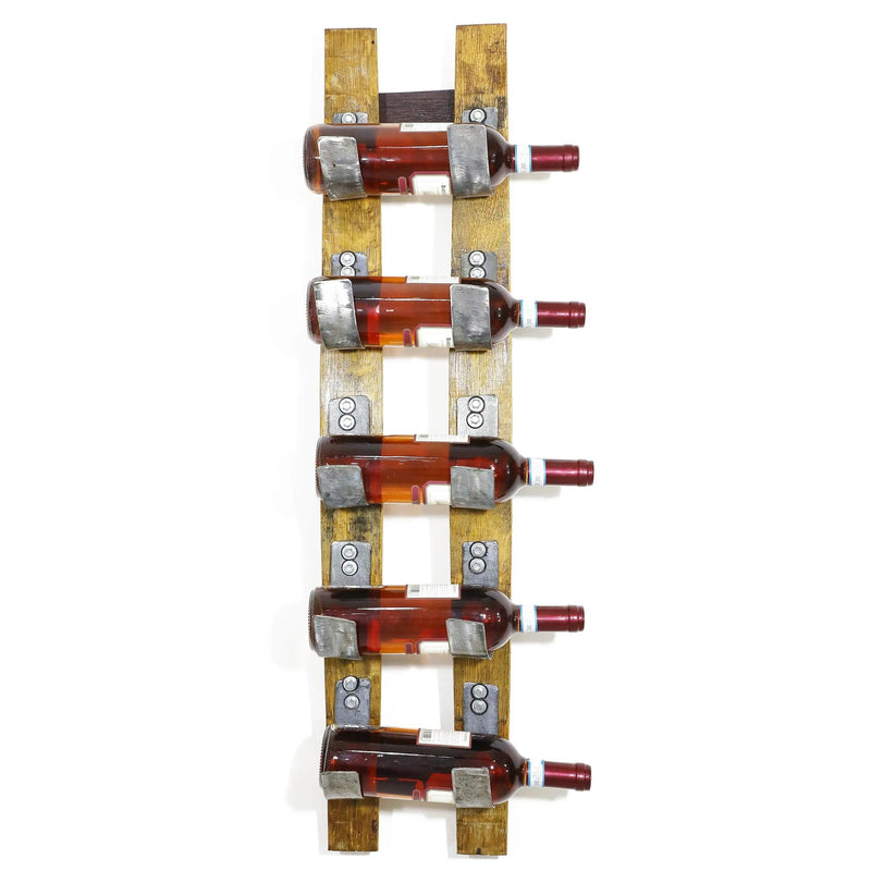 Wine Barrel Stave 5-Bottle Holder - Wall Mount Wine Rack - Rustic Wine Barrel Decor - Unique Wine Storage