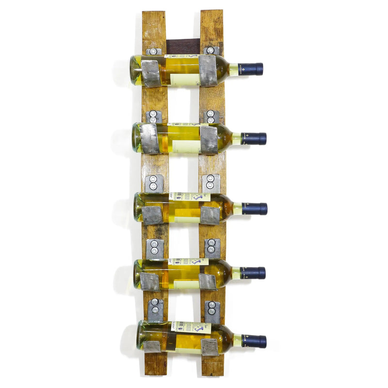 Wine Barrel Stave 5-Bottle Holder - Wall Mount Wine Rack - Rustic Wine Barrel Decor - Unique Wine Storage