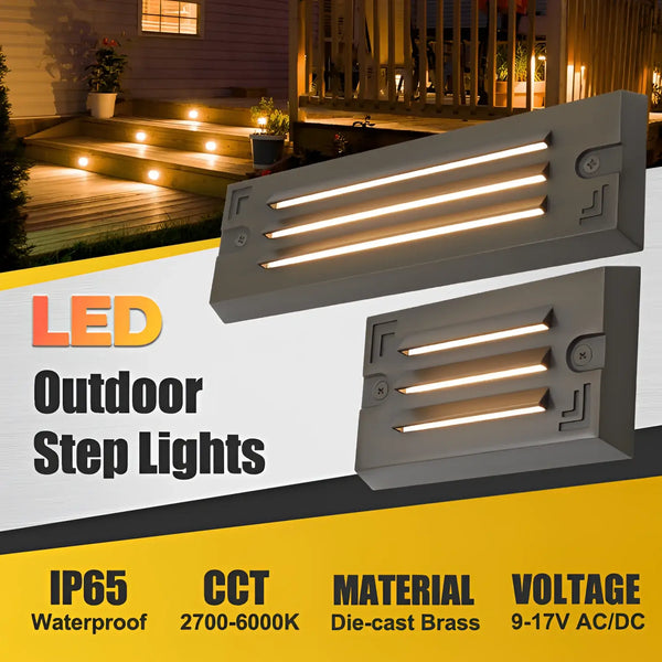 5" Grating Step Lights Outdoor Die Cast Brass 3W Flush Mount, photo 2 of 5