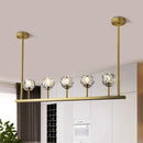 GobekUsa 5-Head Linear Crystal Ball Pendant Light in Gold - Elegant Dining Room Ceiling Fixture