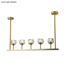 GobekUsa 5-Head Linear Crystal Ball Pendant Light in Gold - Elegant Dining Room Ceiling Fixture