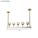 GobekUsa 5-Head Linear Crystal Ball Pendant Light in Gold - Elegant Dining Room Ceiling Fixture