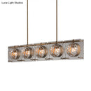GobekUsa 5-Head Pendant Light - Modern Brass Island Lamp with Faceted Crystal Balls