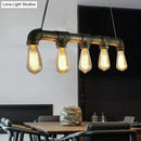 GobekUsa 5-Head Steampunk Island Pendant Light with Straight Pipes and Rustic Charm