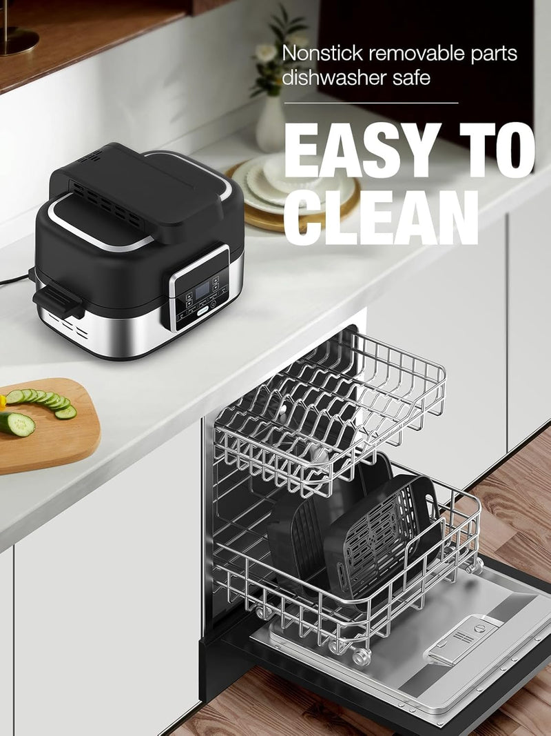 5-IN-1 5QT  Indoor Air Fry, Crisps, Roasts, Reheats, & Dehydrates, for Quick, Easy Meals,Nonstick，Black