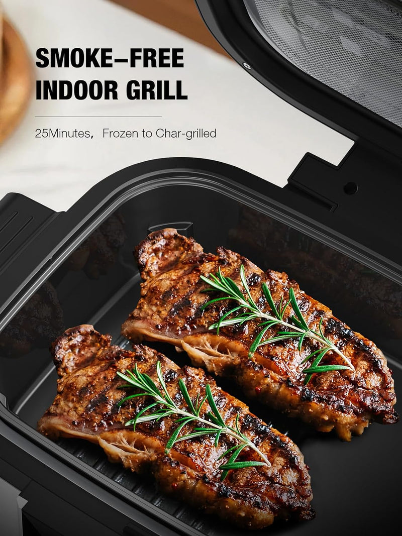 5-IN-1 5QT  Indoor Air Fry, Crisps, Roasts, Reheats, & Dehydrates, for Quick, Easy Meals,Nonstick，Black