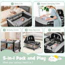 5-in-1 Portable Baby Playard with Cradle and Storage Basket by LJGDeals