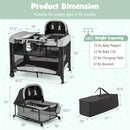 5-in-1 Portable Baby Playard with Cradle and Storage Basket-Black