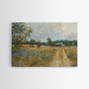 Blue Bonnets and Country Roads, Texas Art, Framed Canvas Print, Wood Frame Art, Metal Art, Metal Wall Art, Primitive Home Decor