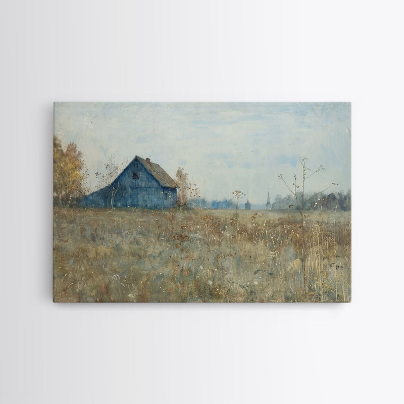 Beautiful Folk Art Canvas, Primitive / Rustic Wall Art, Old Barn Original Art Painting, Kitchen Or Living Room Rustic Decor