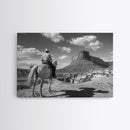 Lonesome Canyon Arizona Framed Canvas Print, Cowboy Print, Black and White Photography Wall Art, Country Farmhouse Decor, Metal Print