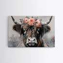 Framed Wall Art Texas Cattle, Wood Framed Canvas Print, Farmhouse Decor, Minimalist Rustic Farmhouse Painting, Vacation Home Decor, Western