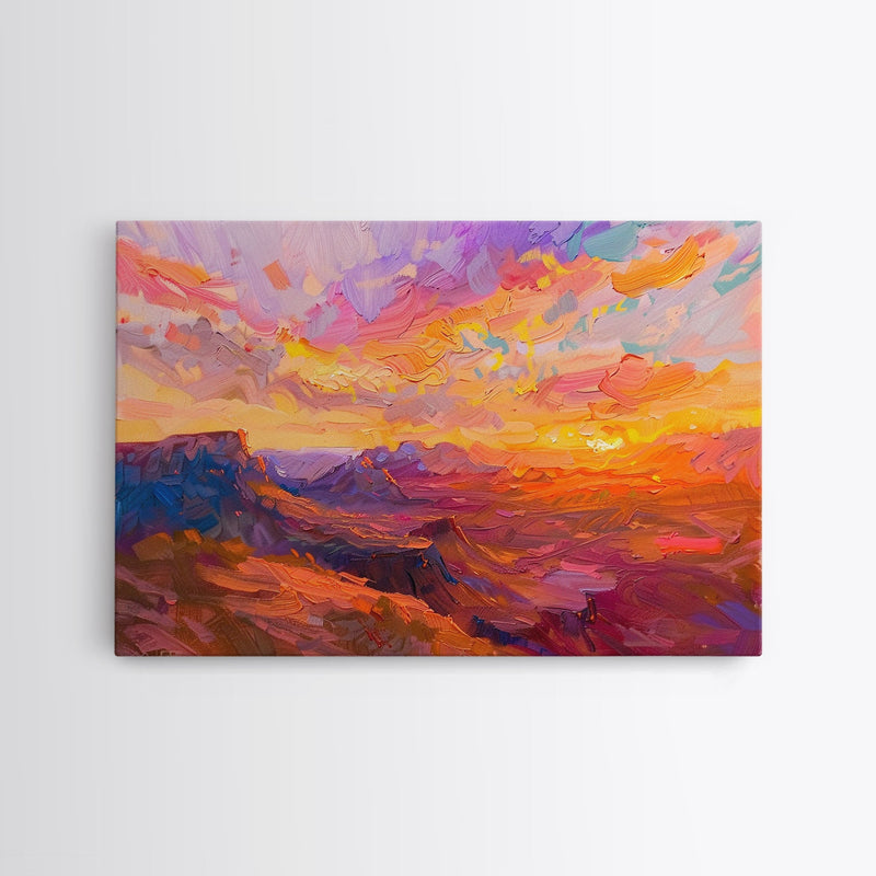 Arizona Desert Sunset Art Print - Framed Canvas Metal or Oil Painting - Southwestern Decor