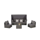 Alora 5-Piece Outdoor Patio Wicker Daybed Furniture Set With Retractable Canopy (SAK37816)