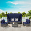 Alora 5-Piece Outdoor Patio Wicker Daybed Furniture Set With Retractable Canopy (SAK37816)