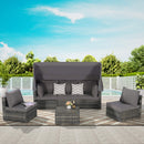 Alora 5-Piece Outdoor Patio Wicker Daybed Furniture Set With Retractable Canopy (SAK37816)