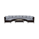 Alora Premium 5-Piece All-Weather Half-Moon Outdoor Rattan Wicker Patio Sectional Sofa Furniture Set With Tempered Glass Table (SAK32615)