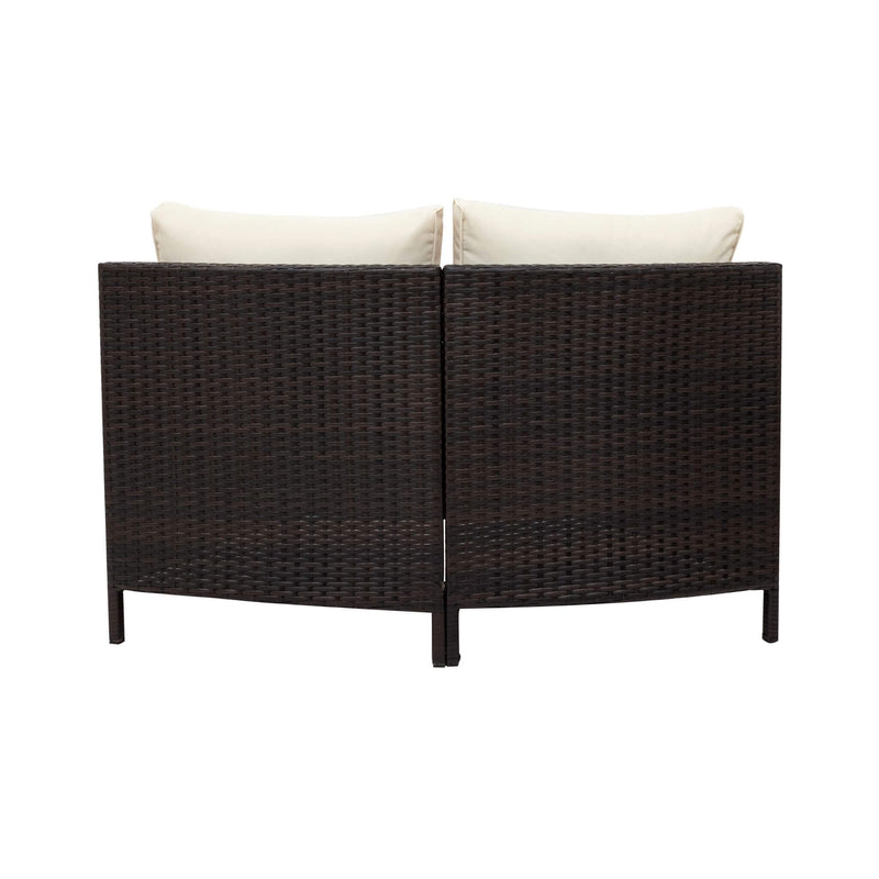 Alora Premium 5-Piece All-Weather Half-Moon Outdoor Rattan Wicker Patio Sectional Sofa Furniture Set With Tempered Glass Table (SAK32615)