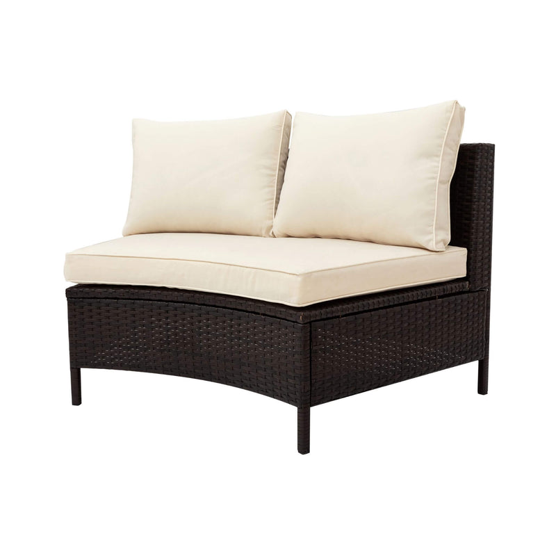 Alora Premium 5-Piece All-Weather Half-Moon Outdoor Rattan Wicker Patio Sectional Sofa Furniture Set With Tempered Glass Table (SAK32615)