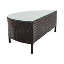 Alora Premium 5-Piece All-Weather Half-Moon Outdoor Rattan Wicker Patio Sectional Sofa Furniture Set With Tempered Glass Table (SAK32615)