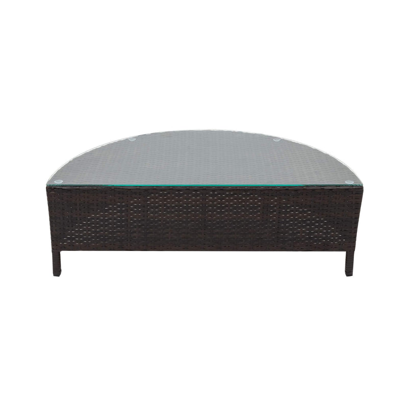 Alora Premium 5-Piece All-Weather Half-Moon Outdoor Rattan Wicker Patio Sectional Sofa Furniture Set With Tempered Glass Table (SAK32615)