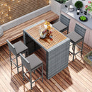 Alora 5-Piece Wicker Patio Bar Set With Cushions & Acacia Table (SAK26801) by SAKSBY WHOLESALE