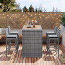 Alora 5-Piece Wicker Patio Bar Set With Cushions & Acacia Table (SAK26801) by SAKSBY WHOLESALE