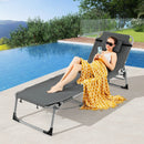 5-position Outdoor Folding Chaise Lounge Chair-Gray by DirectDeals
