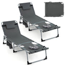 5-position Outdoor Folding Chaise Lounge Chair-Gray by DirectDeals