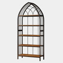 5-Tier Bookshelf, 74.8" Industrial Curved Wooden Bookcase