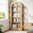 5-Tier Bookshelf, Wooden Bookcase Display Shelf with Arch-Shape