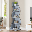 5-Tier Corner Shelf, Modern Wall Corner Bookshelf Bookcase
