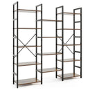 5-tier Triple Wide Heavy-duty Metal Frame Industrial Bookshelf-Rustic Brown by DirectDeals