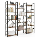 5-tier Triple Wide Heavy-duty Metal Frame Industrial Bookshelf-Rustic Brown by LJGDeals
