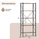 5-Tier Bookshelf with Open Shelves and Heavy Duty Metal Frame-Rustic Brown