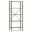5-Tier Bookshelf with Open Shelves and Heavy Duty Metal Frame-Rustic Brown