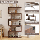 5-Tier Bookshelf with Anti-Toppling Device for Living Room Home Office-Rustic Brown
