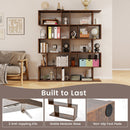 5-Tier Bookshelf with Anti-Toppling Device for Living Room Home Office-Rustic Brown